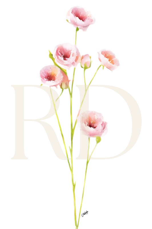 Pink Stem Peony Stationary Set