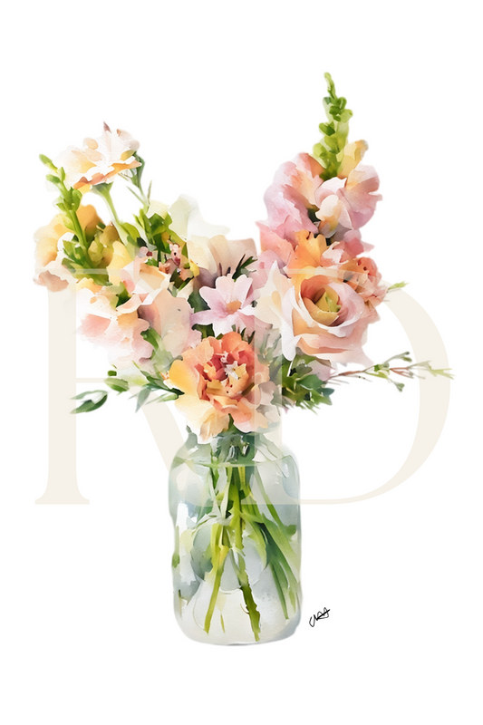 Peachy Floral Stationary Set