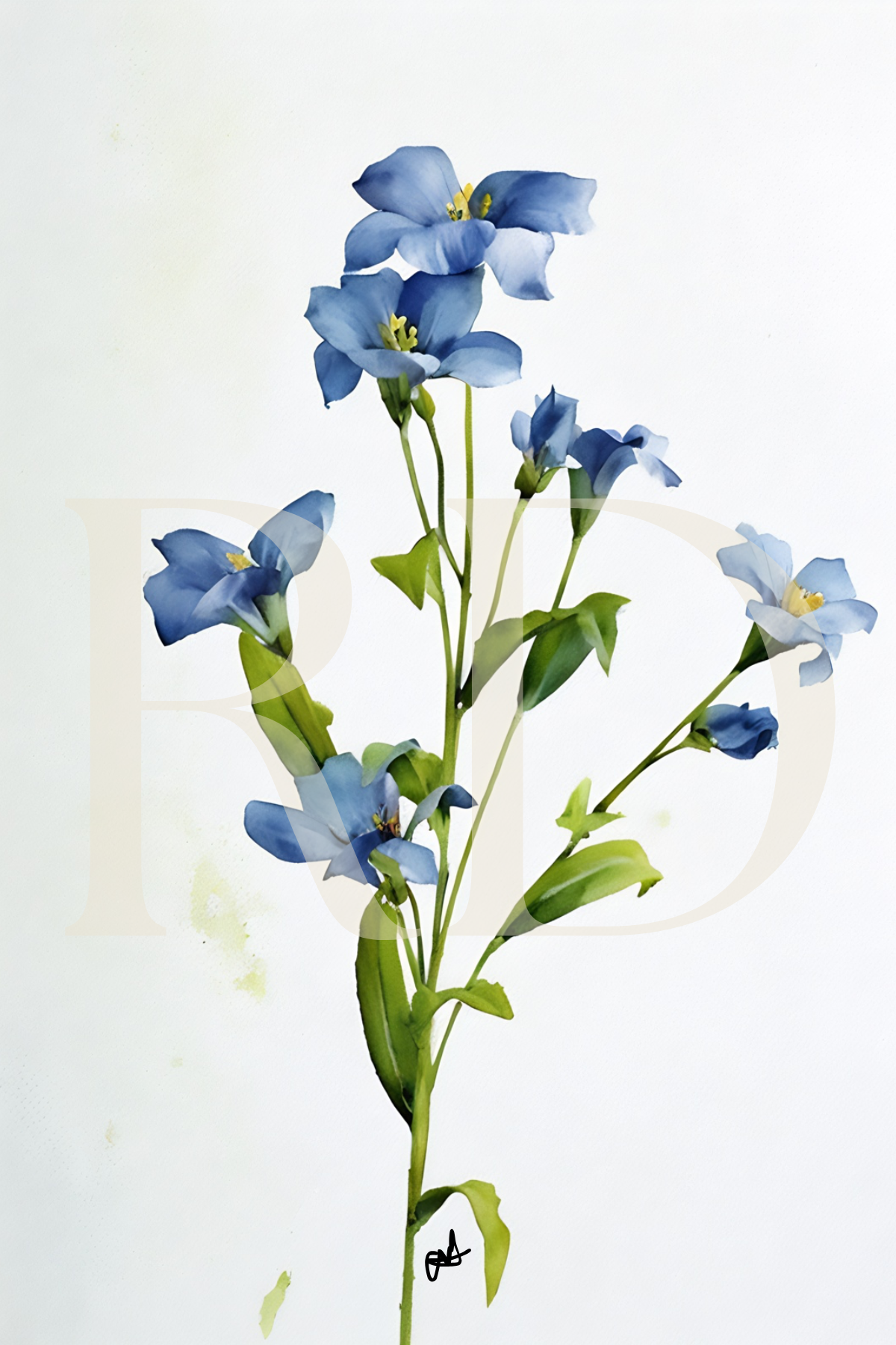 Blue Flower Stationary Set