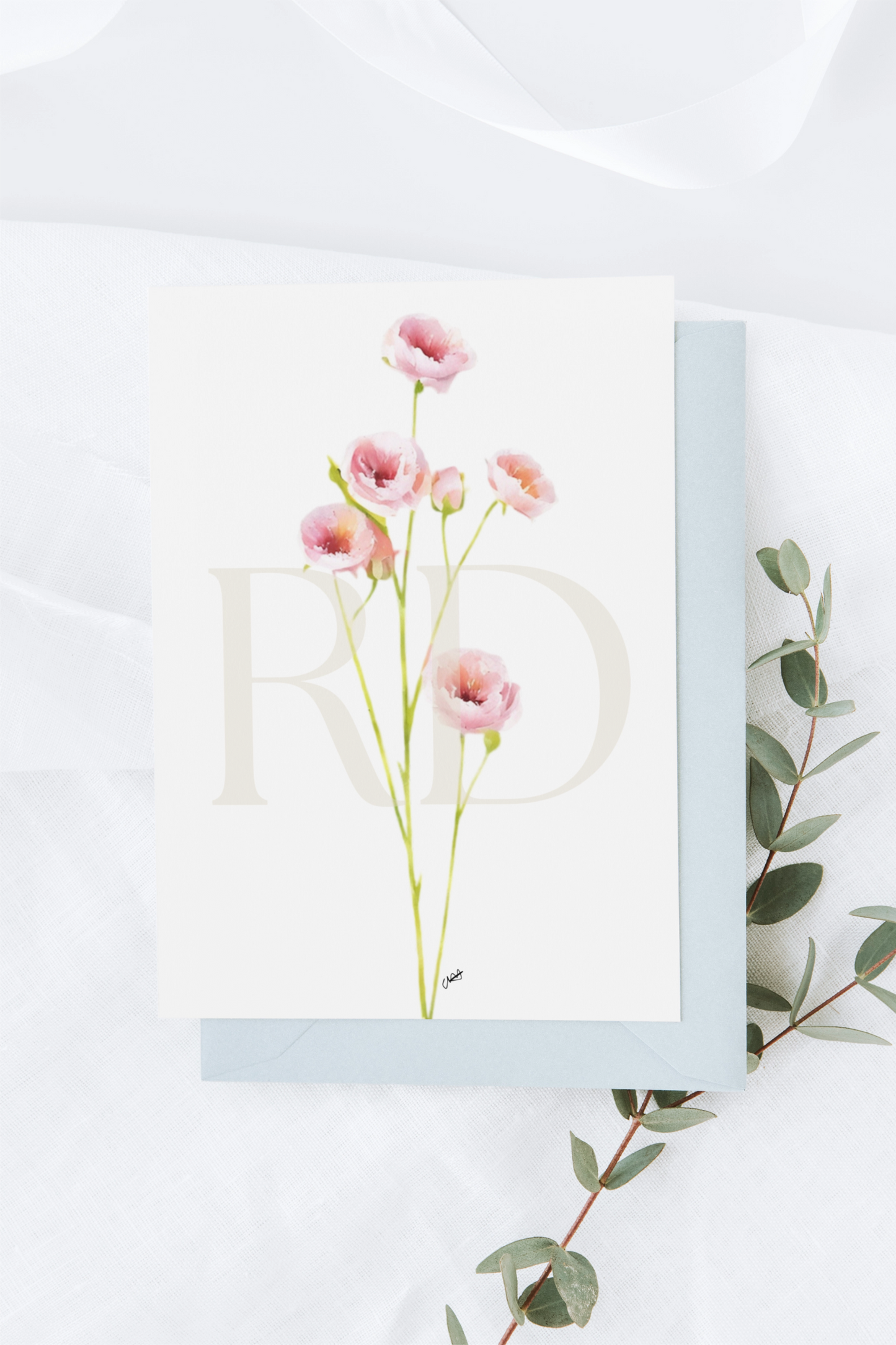 Pink Stem Peony Stationary Set