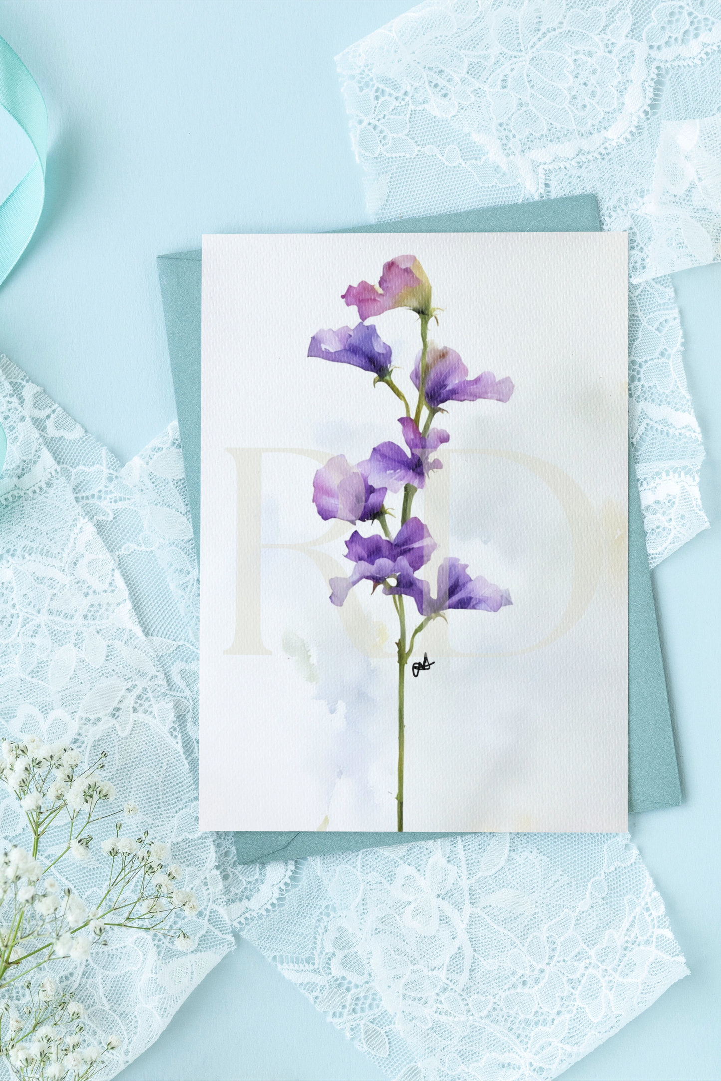 Violet Flower Stationary Set