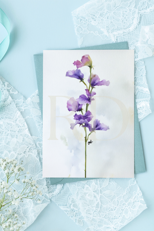 Violet Flower Stationary Set