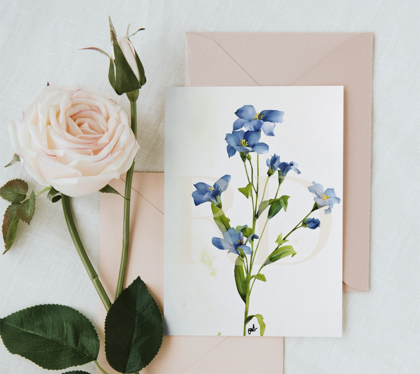 Blue Flower Stationary Set