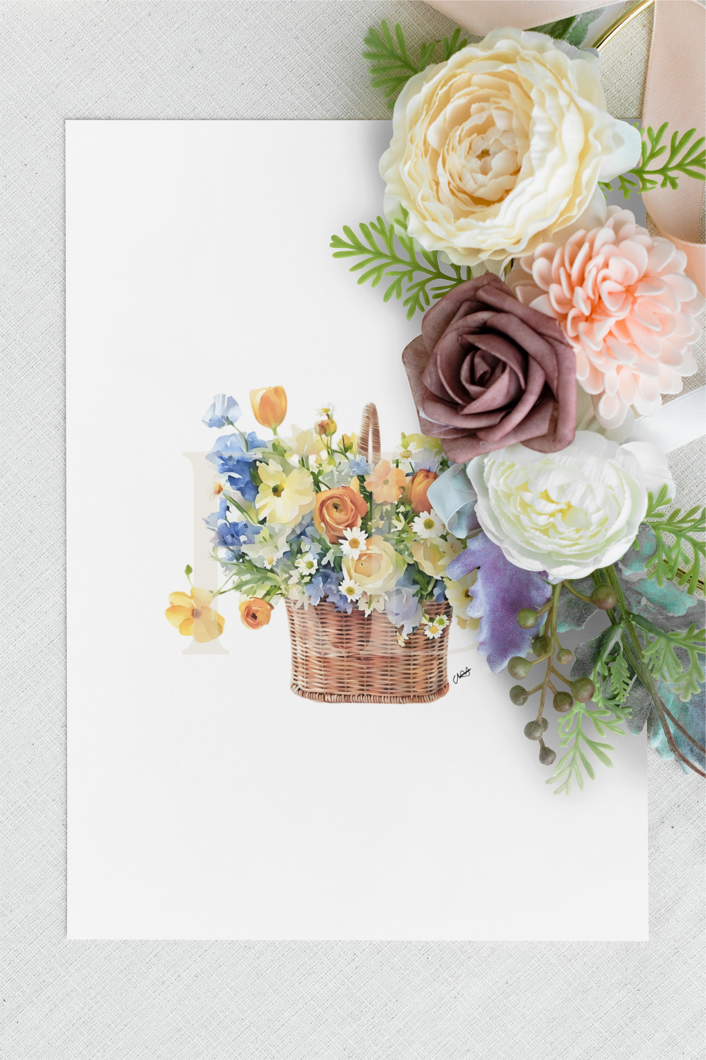 Blue Basket Stationary Set